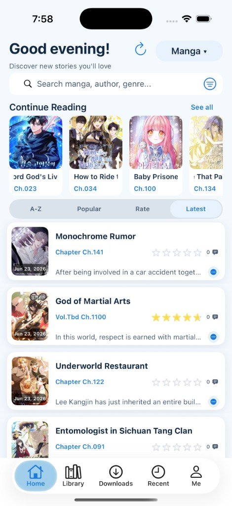 Discover manga screen