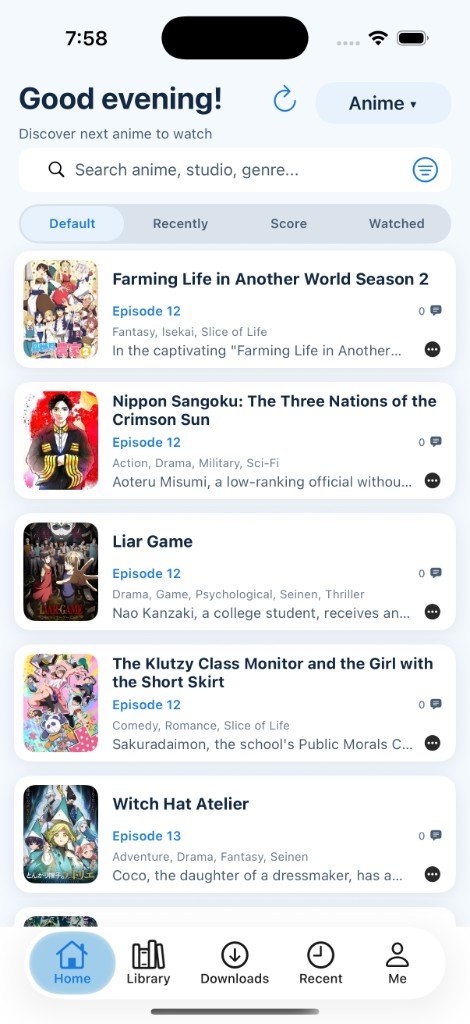 Find anime screen